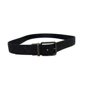 Coach Wide Harness Signature Black Leather Logo Belt F55157 Mens size 42"